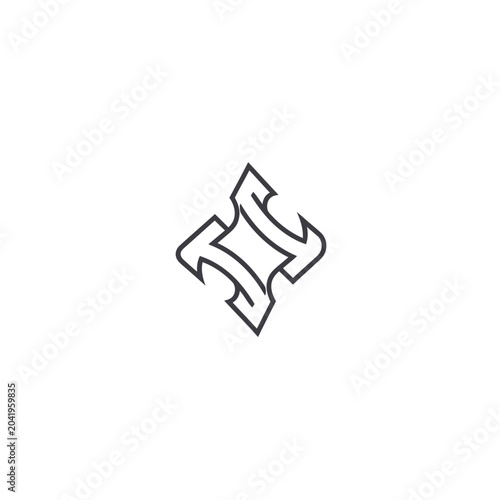 Abstract symmetrical symbol design, a modern and minimalist logo perfect for corporate identity, technology, or creative business branding with clean lines