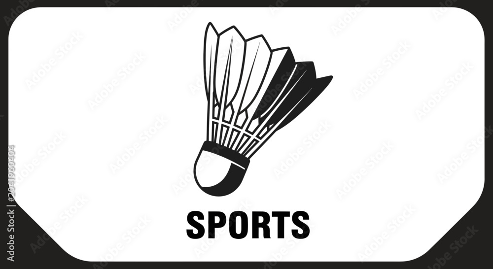 Fototapeta premium Minimalist Badminton Shuttlecock Icon in Black and White Representing Sport and Recreation