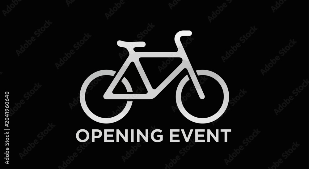 Fototapeta premium Minimalist Bicycle Design Announcing An Opening Event On A Sleek Black Background