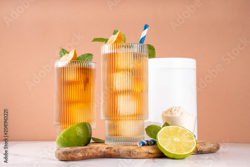 Protein Iced Tea, cold summer drink rich in protein