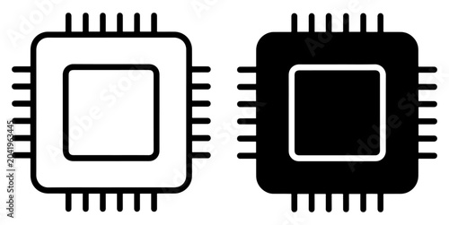 Tableau sur toile microprocessor chip icon outline filled