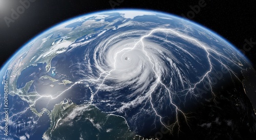 Massive hurricane storm system viewed from outer space.