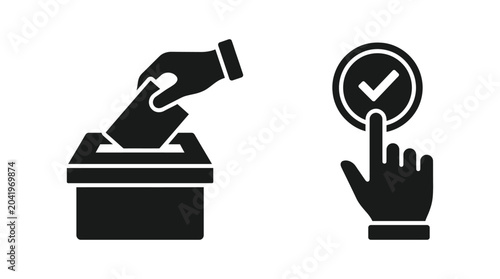 Quadro su tela voting ballot box and checkmark hand silhouette