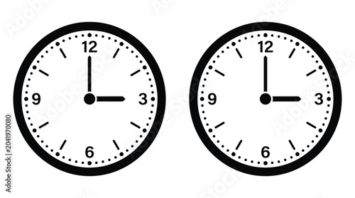 Fotografie two analog clocks silhouette timepiece hour minute