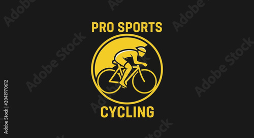 Professional Cycling Emblem Design, Dynamic Athlete Silhouette in Motion, Sports Branding