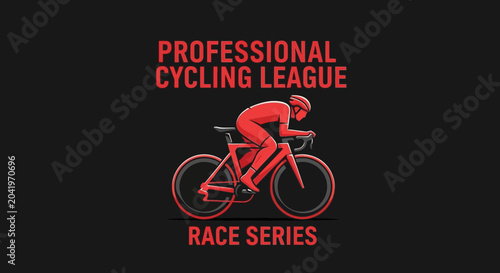 Professional Cycling League Race Series Illustration on a Black Background Conceptual Design