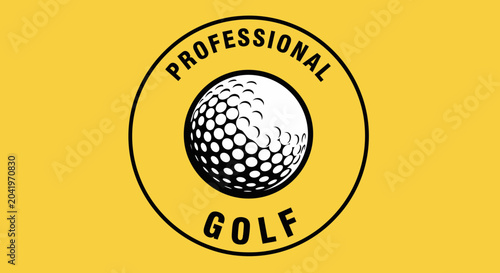 Professional Golf Ball Emblem With Text, Isolated Within A Stylish Circular Border Design