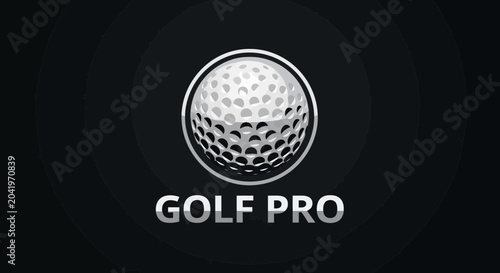 Professional Golf Ball Emblem With Modern Typography Design On Dark Background Logo