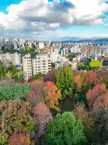Aerial View of Praça Gustavo Langsch During Autumn in Porto Alegre