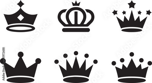 Tableau sur toile Collection of royal crowns silhouette icons showing variety of shapes and styles for heraldry nobility monarchy king queen
