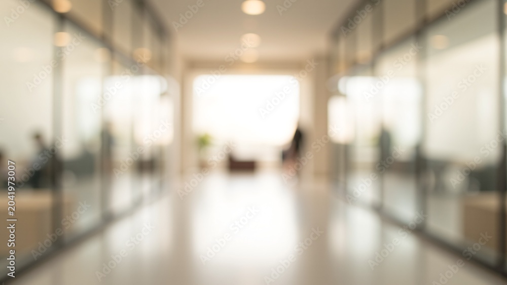 Fototapeta premium Blurred Neutral Office Hallway Background