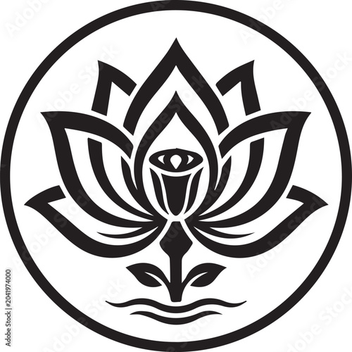 Stylized lotus flower with inner eye symbol icon meditation spirituality illustration consciousness isolated spiritual botanical minimalist traditional serenity