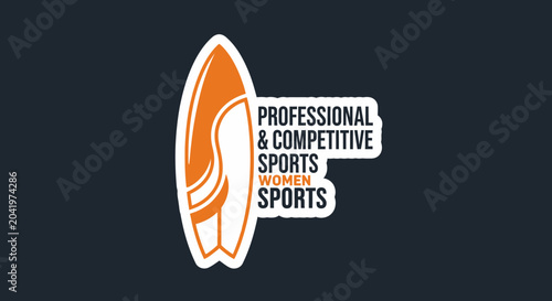 Professional Sports Competition Logo With Modern Surfboard Design Emphasizing Women in Sports