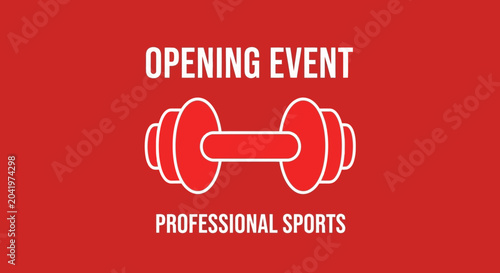 Professional Sports Competition: Opening Event Announcement With Dumbbell Iconography