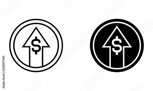 financial growth with upward arrow and dollar sign icon vector illustration
