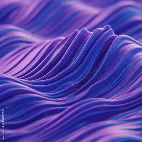 Abstract Flowing Purple and Blue Wavy Lines Background Texture