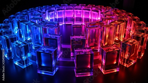 Neon Iridescent Mosaic Cube