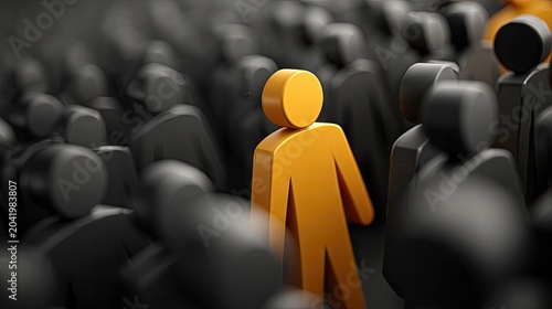 Unique figure stands out from crowd abstract concept vector illustration