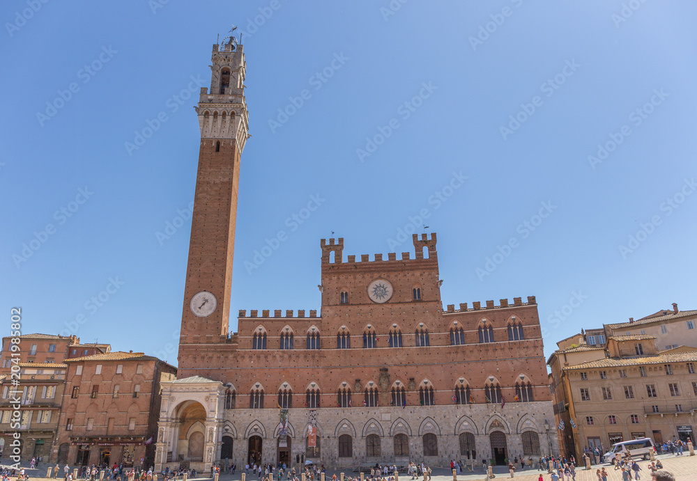 Naklejka premium Palazzo Pubblico: Das Rathaus der Stadt Siena, Toskana, Italien