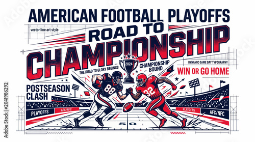 Konstfotografi American Football Playoffs Championship Road, Sports Arena Stadium Game