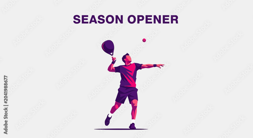 Fototapeta premium Season Opener: The Dynamic Padel Match Illustration in Vibrant Digital Color