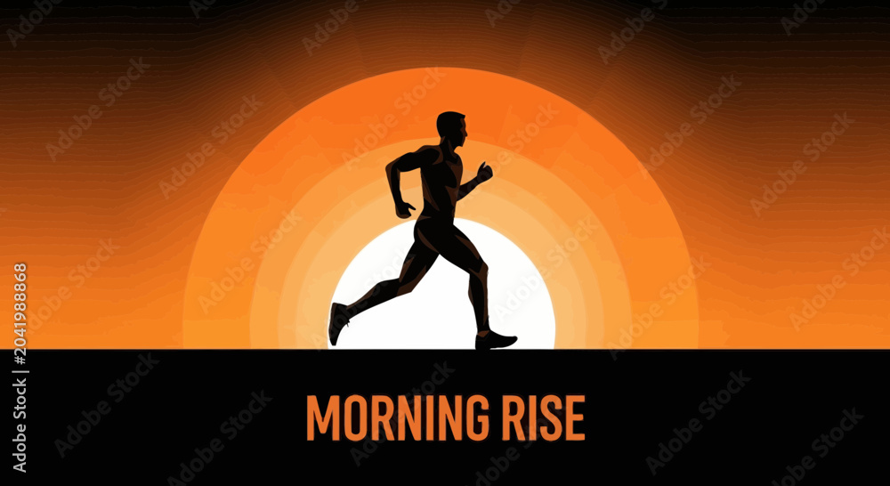 Fototapeta premium Silhouette Of A Runner Against A Sunrise, Demonstrating Resilience And Strength, Achieving Goals