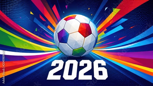 2026 Soccer Championship Football with Vibrant Abstract Background Banner