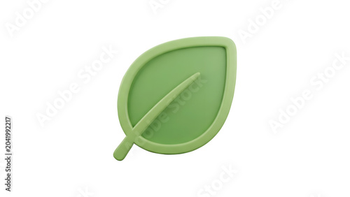 Green leaf icon isolated on transparent background.