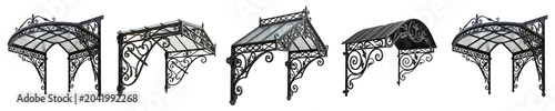 Cuadro en lienzo Vintage Wrought Iron Door Awning Collection - Classic Decorative Entrance Canopy