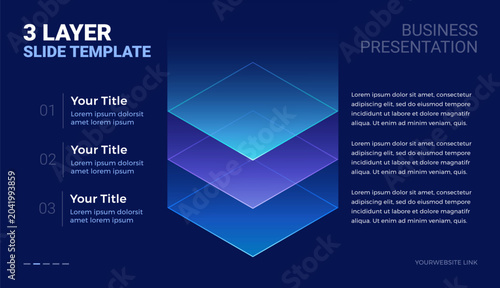 Schilderij op canvas 3 layer color stack futuristic tech diagram template with space for your text -
