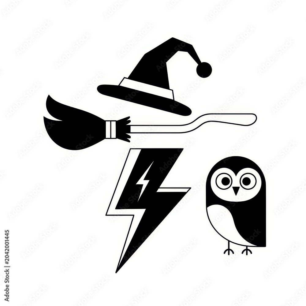 Naklejka premium Magical symbols for International Harry Potter Day vector icons