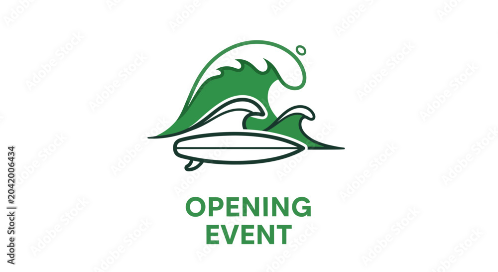 Fototapeta premium Surf Event Launching Logo Design Concept for Sports and Recreation Activities Branding