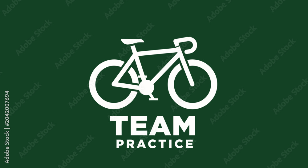 Fototapeta premium Team Practice: Simple Bicycle Symbol in White Over a Green Background Composition