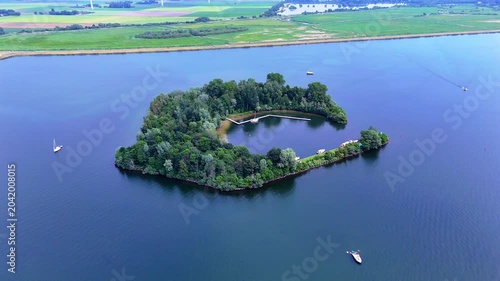 Island with boats