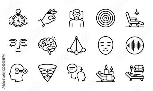 Φωτογραφία Hypnosis Icons Set, Mind Control Symbols, Therapy & Psychology Vector Graphics