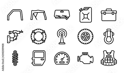 Bild auf Leinwand Automotive Parts Icons, Vehicle Components Vector Set, Car Repair Symbols Collec