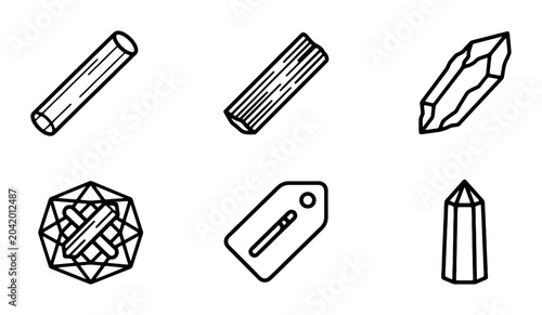 Slika na platnu Crystal Icons Set, Gemstone Graphics, Mineral Shapes, Geometric Forms, Abstract