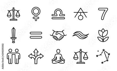 Photos Abstract Symbol Set: Balance, Equality, Partnership, Nature, Spirituality, Zodia