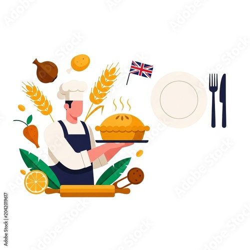Chef celebrating British Pie Week with a hot pie