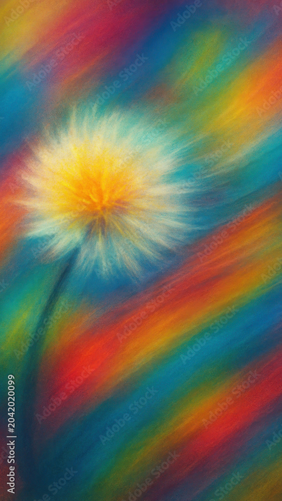 Obraz premium Vibrant abstract dandelion art mobile wallpaper
