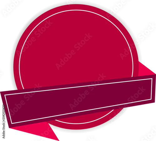 Red circle badge with a horizontal banner, suitable for use as a label, sticker, or price tag