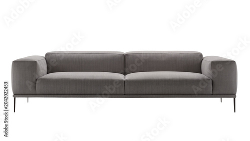 Bild auf Leinwand Modern gray fabric sofa with thin black legs
