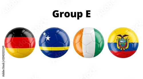 2026 World Cup Group E Soccer Ball Flag Germany Curacao Ivory Coast Ecuador Isolated White