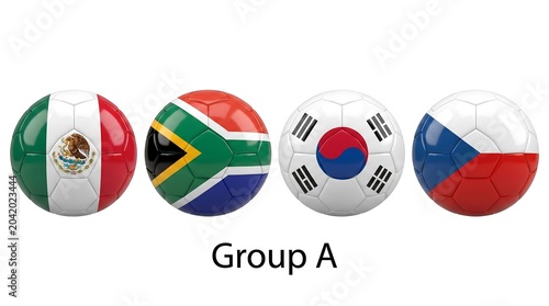 2026 World Cup Group A Soccer Ball Flag Mexico South Africa South Korea Czech Republic Isolated White