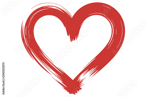 Фотография Red heart shape with artistic brush stroke texture representing love passion and