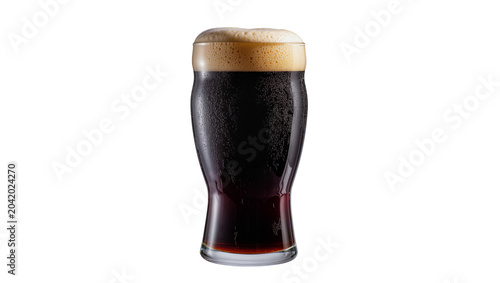 Foto Dark beer with thick foam head in a tulip glass
