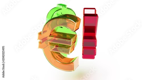 Color Glass currency exchange dollar euro Chinese yen on white bg rotate endless 4k