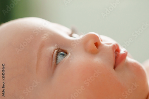 Close-up Detail of Baby Eyes and Gentle Face
