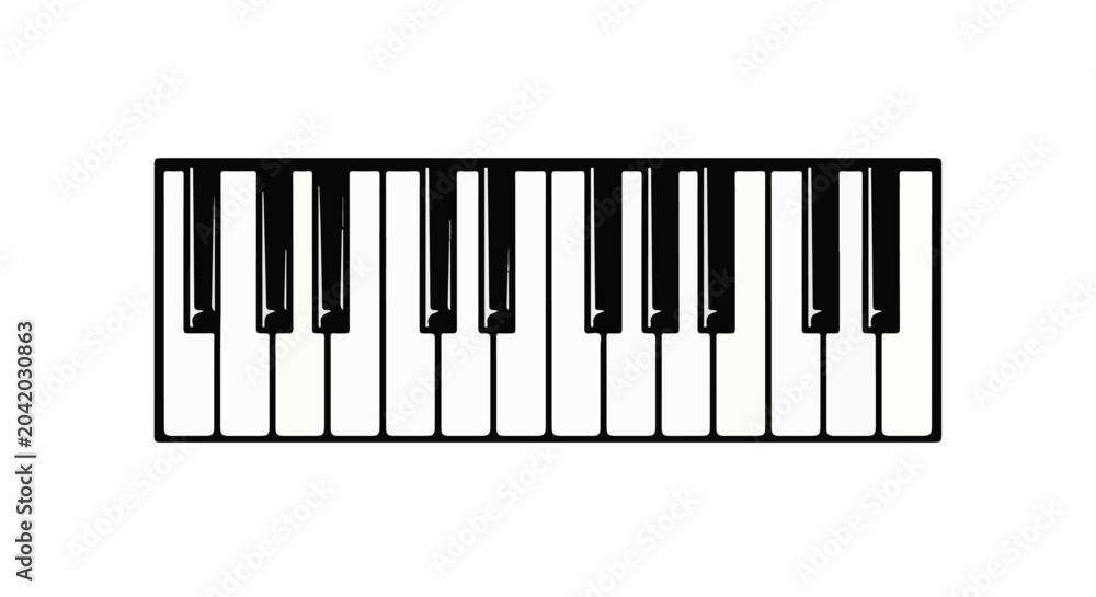 Fototapeta premium Black and white depiction of a section of piano keys
