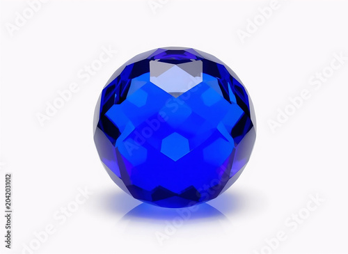 Brilliant Blue Faceted Gemstone Isolated on White Background